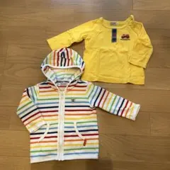 ミキハウス ボーダー トレーナーとイエロー トップス セット