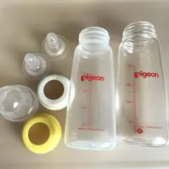 Pigeon 哺乳瓶 200 2本セット 乳首 S M キャップ ガラス プラ