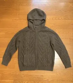 値下げ中！100%ヤクカシミア ブラウン ニット フード付 モンゴルブランド