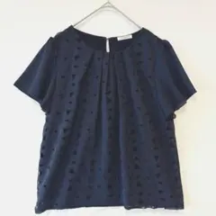 GLACIER カットワーク　刺繍　ブラウス 半袖 シフォン タック　Ｓ