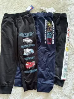 【新品x2】110 男の子 ズボン 3本セット トミカ 新幹線 保育園着