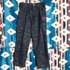 【美品】迷彩柄 ブラックカーゴパンツL～LL