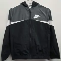 NIKE ウィンドブレーカー フード付き ブラック グレー S