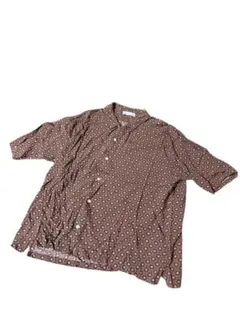 幾何学模様 ブラウン 半袖シャツ