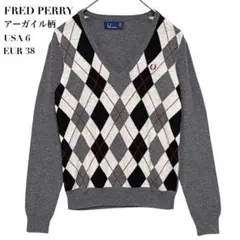 【美品】FRED PERRY フレッドペリー ニット セーター ロゴ アーガイル