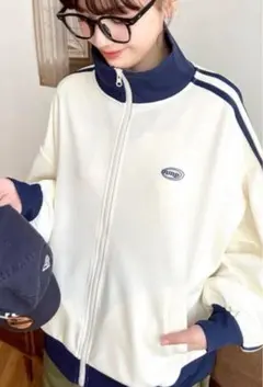 ✨早い者勝ち✨hmp ジップアップジャケット ホワイト/ネイビー