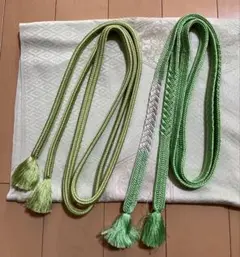 グリーンの帯揚げと帯締めのセット　正絹製　未使用品