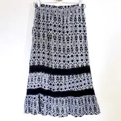 フェイデッドグローリー ロングスカート ティアード エスニック XL 黒 白