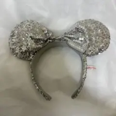 シルバー スパンコール ミッキーマウス カチューシャ