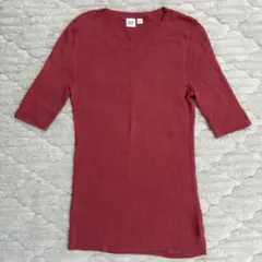 GAP 赤 リブ編み 半袖Tシャツ S