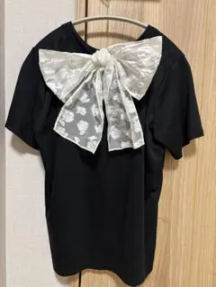 OHGA バックリボン Tシャツ ブラック F