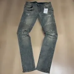 BALMAIN バルマン バイカー デニム 蛇腹 サイズ30 インディゴ - メルカリ