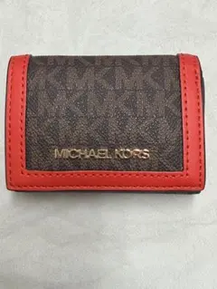 MICHAEL KORS MK柄三つ折り財布 ブラウン/レッド