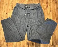 デニム風ワイドストレートパンツ