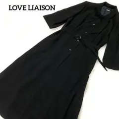 《美品》ラブリエゾン ブラックフォーマル 11号ロングワンピース　ベルト日本製