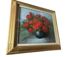 絵画 アクリル絵 アクリル絵の具 額縁 画材 花 木製ボード 原画 - メルカリ