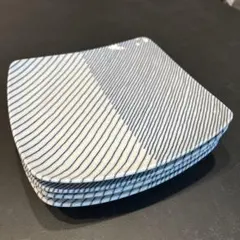 波佐見焼　重ね縞反角多用皿4枚セット