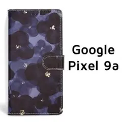 Google Pixel9a 手帳型ケース ぼかし 花柄 ブルー パープル