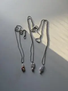 No.13 layered necklace long chain -ホワイト-