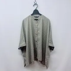 mizuiroind☆ドット柄のハーフフスリーブスタンドカラーワイドシャツ