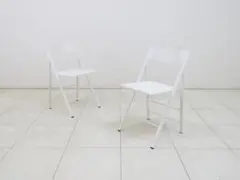 ★美品★イタリア■アーメット■ポケットウッドチェア 2脚セット■折り畳み■本革