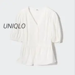 1158 UNIQLO ユニクロ レーヨンローンVネックブラウス（半袖）