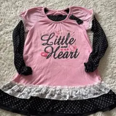 女の子　チュニック ピンク　黒　フリル　120センチ
