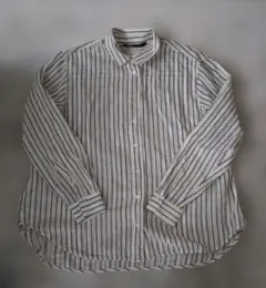 ZARA ストライプ 長袖シャツ ホワイト ネイビー Mのサムネイル