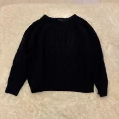 AMERICAN HOLIC ネイビー L ケーブル編みセーター