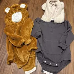 クマフード付きロンパース 80cm