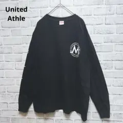 【ユナイテッドアスレ】ロンT L ブラック 袖プリント ビッグシルエット ロンT