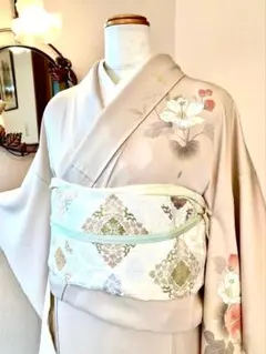 人気の白 手書き菊と刺繍が美しい 正絹訪問着セット 七五三、お宮参り、