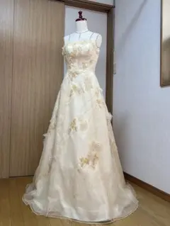 フラワー刺繍 Aラインドレス