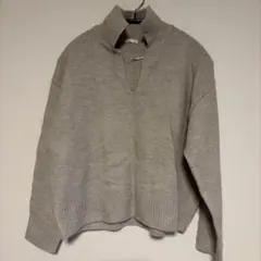 【美品】GU スキッパーニット ベージュ M