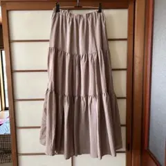 Libra フレアロングスカート ピンクベージュ