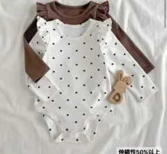 ドット柄ロンパース 68-74cm ２枚セット