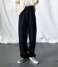 ブラック パンツ スラックス L