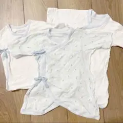 combi mini水色と白のストライプ前開き肌着