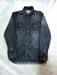 メンズデニムシャツ 長袖　黒　Ｌ