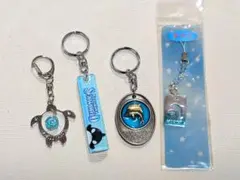 平成レトロ　ストラップ　水族館 キーホルダー 4点セット イルカ カメ シャチのサムネイル