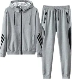 ジャージ上下セット 防風 速乾 ランニングウェア グレー　Lサイズ