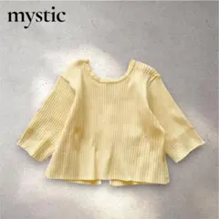 美品 mystic ミステック 半袖ニット イエロー リブ編み バックスリットのサムネイル