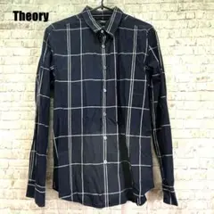 Theory　長袖シャツ　メンズ　チェック　ネイビー系　S