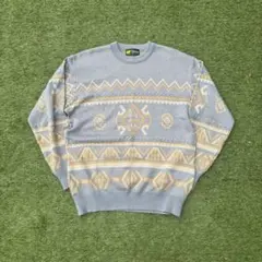 ち*ゃ様 Golden Bear ニット　クルーネックセーター　民族柄　古着　y