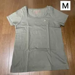 オリーブ色 半袖　Ｔシャツ Ｍ　レディース　２サイズ　無地　ワンポイントのサムネイル
