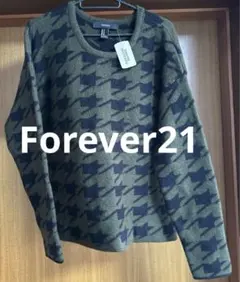 新品タグ付き Forever21 千鳥柄 ニット グリーン
