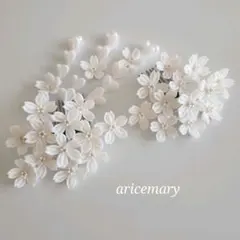 真っ白な桜のつまみ細工髪飾り