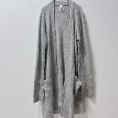 美品✨グレー リブ編み カーディガン 【フリー】　お出かけ　デート　大人女子