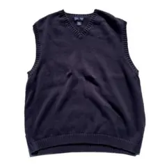 【90s】USA製 LANDS' END Vネック コットン ニット ベスト