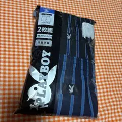 PLAY BOY メンズトランクス 3L 2枚組 ネイビー系ストライプ